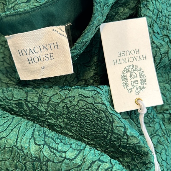 Hyacinth House NEW Green Jacquard Floral Puff Sleeve Noelle Blouse Size XS - Picture 8 of 8